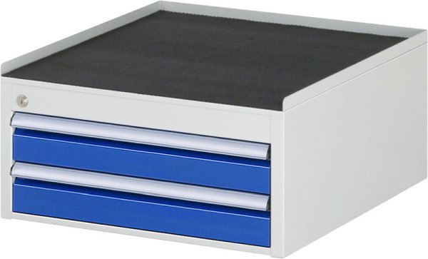 RAU Schubladenschrank Serie 7000, B580xT650xH285mm, Schubladen: 2xH90mm, Metallauflage mit 3-seitigem Abrollrand und Anti-Rutsch-Matte, 03-L1.3A-MT.11
