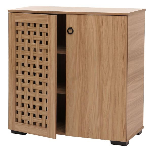 Mendler Kommode HWC-N87, Sideboard Schrank Anrichte, 3D-Flecht-Design 2 Türen 3 Staufächer Soft-Close, 82x80x37cm, braun, 109356