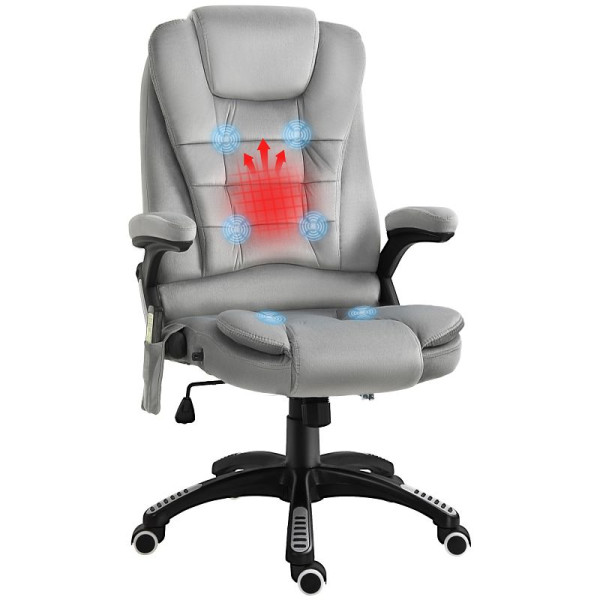 Vinsetto Bürostuhl mit Massage- & Wärmefunktion, ergonomisch, höhenverstellbar, Grau, 921-171V91