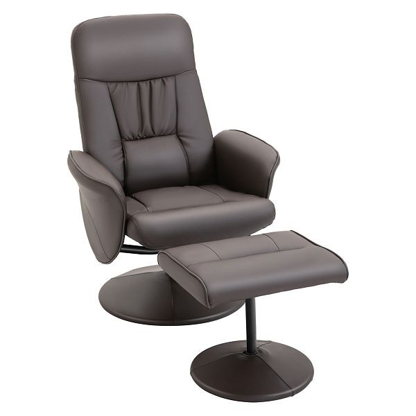 HOMCOM 2-teiliges Sessel-Set, Sessel mit Fußhocker, Relaxsessel mit Fußhocker, höhenverstellbar, neigbare Rückenlehne, Braun, 833-694V01BN
