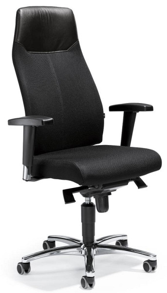 Deskin Managementsessel ALTHEA mit Armlehnen, Schwarz, 480 x 460 x 1160 mm, Gestell: Verchromt, verstellbare Armlehnen, 278966