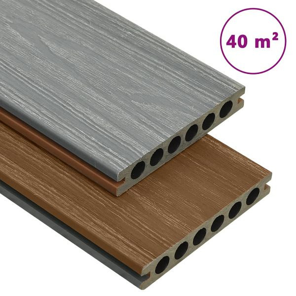 vidaXL WPC Terrassendielen mit Zubehör Braun und Grau 40 m² 2,2 m, 3070469