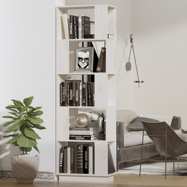 vidaXL Bücherregal/Raumteiler Weiß 51x25x163,5 cm Massivholz Kiefer, 814045