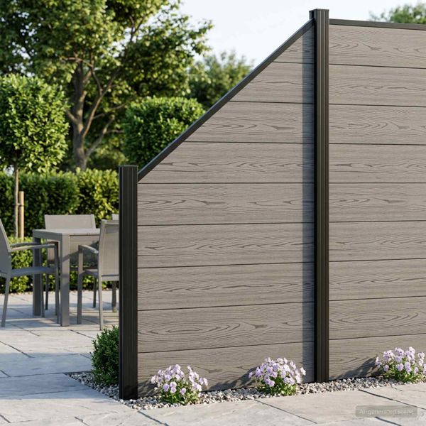 vidaXL zaunset 446 x 186 cm WPC und Aluminium Grau, 3429403