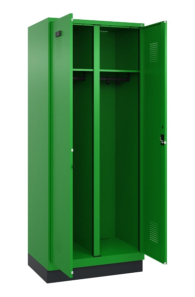 C+P Schwarz-Weiß-Spind Evolo PLUS, mit Sockel, 2 Abteile, 1950x800x500mm, 6037/6, Zylinderschloss, 049022-22 S10053
