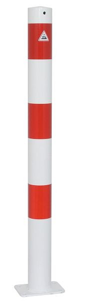 Schake Absperrpfosten Stahlrohr Ø 76 x 2,6 mm ortsfest, allseitig bis 30° neigbar, feuerverzinkt und weiß beschichtet, 4076PB