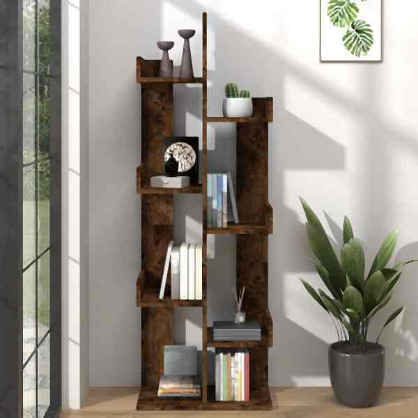 vidaXL Bücherschrank 48x25,5x140 cm Räuchereiche Holzwerkstoff, 816005