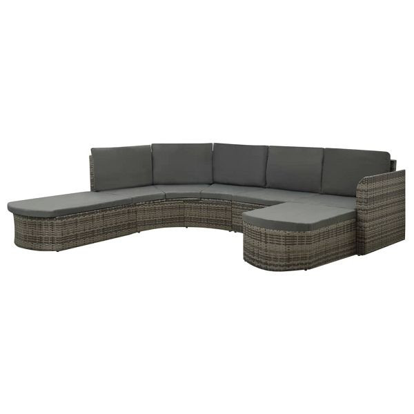 vidaXL 4-teilig Garten-Lounge-Set mit Auflagen Poly Rattan Grau, 312176