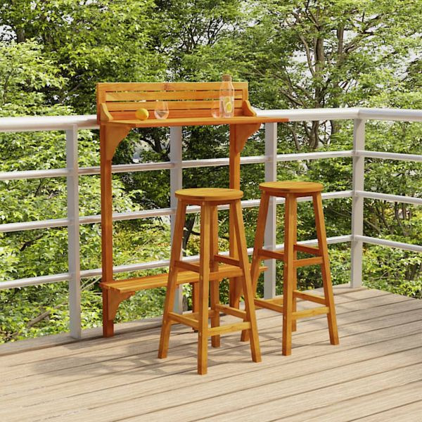 vidaXL 3-teilig Balkonbar-Set Massivholz Akazie, 3116003