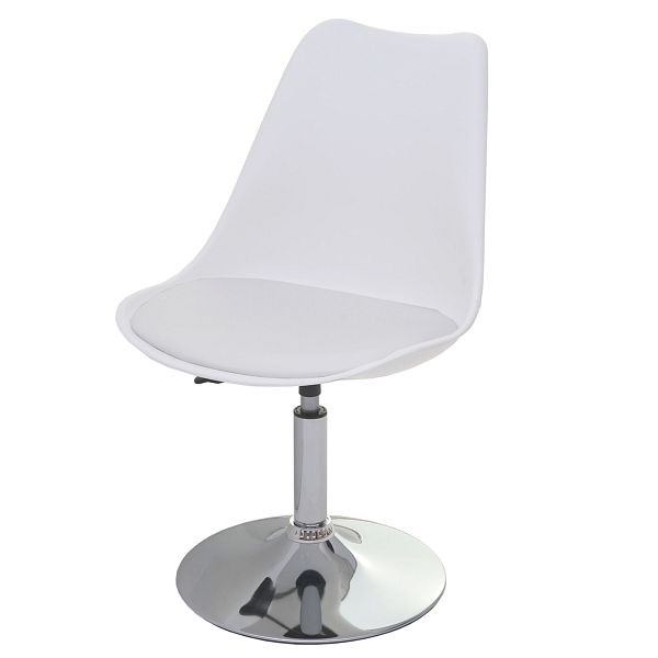 Mendler 2er-Set Drehstuhl Malmö T501, Stuhl Küchenstuhl, höhenverstellbar, Kunstleder, weiß, Chromfuß, 57361
