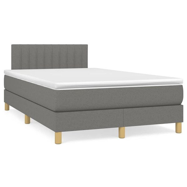 vidaXL Boxspringbett mit Matratze Dunkelgrau 120x190 cm Stoff, 3269787