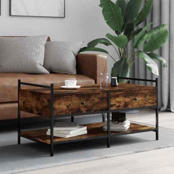 vidaXL Couchtisch Räuchereiche 99x50x50 cm Holzwerkstoff, 833962
