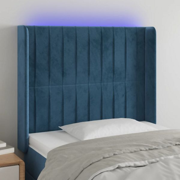 vidaXL LED Kopfteil Dunkelblau 83x16x118/128 cm Samt, 3124320