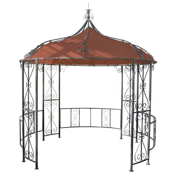 Mendler Pergola Almeria, Rundpavillon Garten Pavillon, stabiles Stahl-Gestell Ø 3m, terracotta-braun, 77127+77128+77115