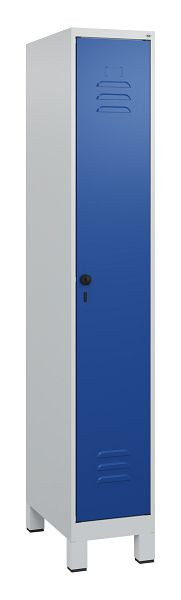 C+P Umkleidespind Classic PLUS, Füße, 1800x300x500mm, 7035/5010, Drehriegel, 0800107-10 S10003