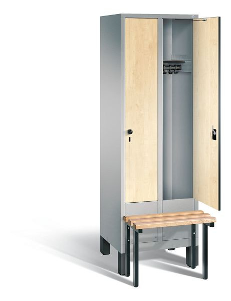 C+P Garderobenschrank Evolo, H1850xB610xT815mm, Farbe: Weißaluminium / Dekor Donau-Ahorn, 48030-20 S10142