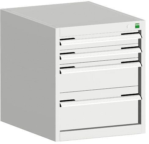 bott cubio Schubladenschrank bestückt mit 4 Schubladen BxTxH: 525 x 650 x 600 mm, RAL 7035, 40018017.16V