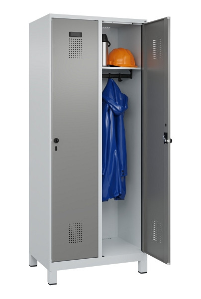 C+P Spind Evolo PLUS, mit Füßen, 2 Abteile, 1950x800x500mm, 7035/0004, Verschluss Drehriegel, Ablageböden 2, 049010-22 S10014