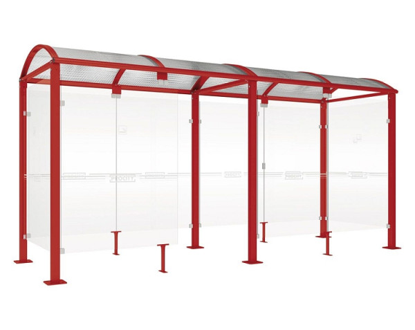 Procity Raucherunterstand Klassik "M" - Tiefe 1560 mm, Farbe RAL 3004, Maße: Breite 5000 x Höhe 2547 x Tiefe 1666 mm, 529371.3004