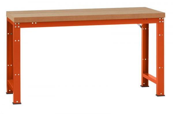Manuflex Grundwerkbank PROFI Standard mit Multiplexplatte, BxTxH = 2000 x 700 x 850 mm, Rotorange, WP3035.2001