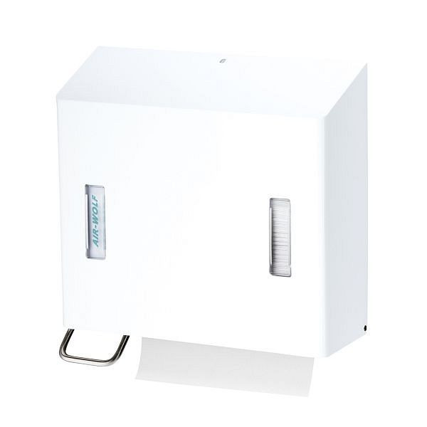 Air Wolf Schaumseifen- und Papierhandtuchspender, Serie Omega, H x B x T: 377 x 377 x 163 mm, Edelstahl weiß, 29-473