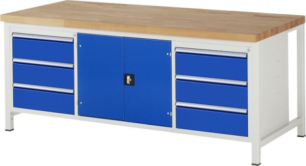 RAU Werkbank Serie 8000 - Modell 8907, B2000 x T900 x H840-1040 mm, 13-8907A2-209B4H.11