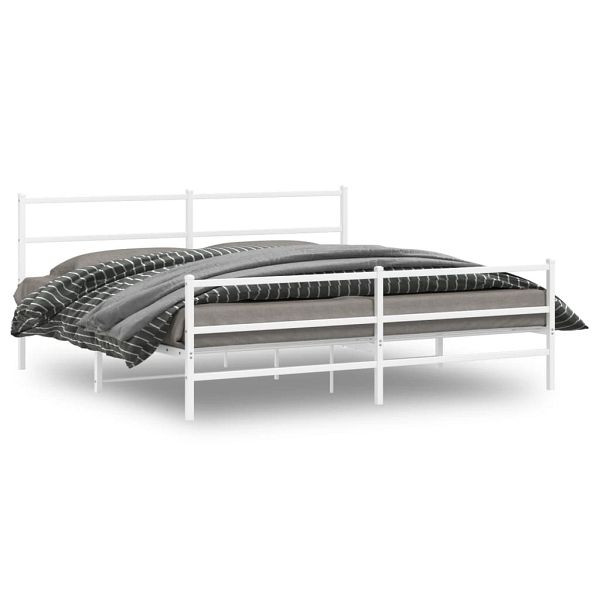 vidaXL Bettgestell mit Kopf- und Fußteil Metall Weiß 183x213 cm, 355437