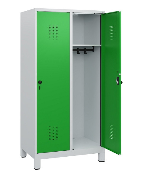 C+P Spind Evolo PLUS, Füße, 2 Abteile, 1630x800x500mm, 7035/6037, Drehriegel, 0490105-22 S10011