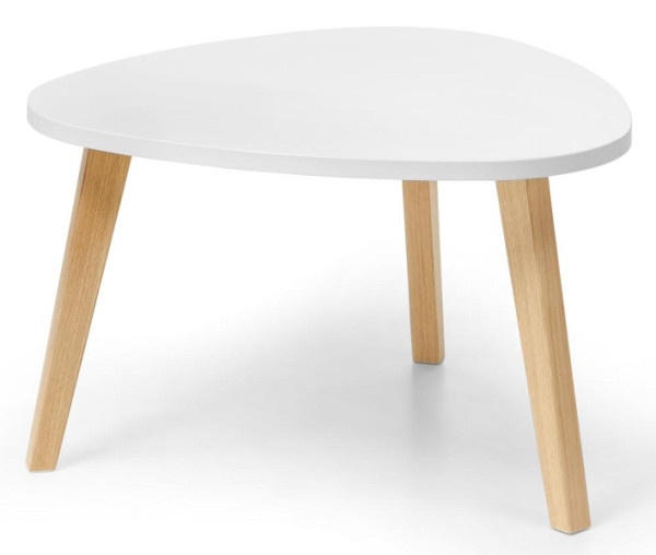 Deskin Beistelltisch OAK, Dekor weiß, Beine Eiche massiv, Freiform 850 x H 460 mm, 293282