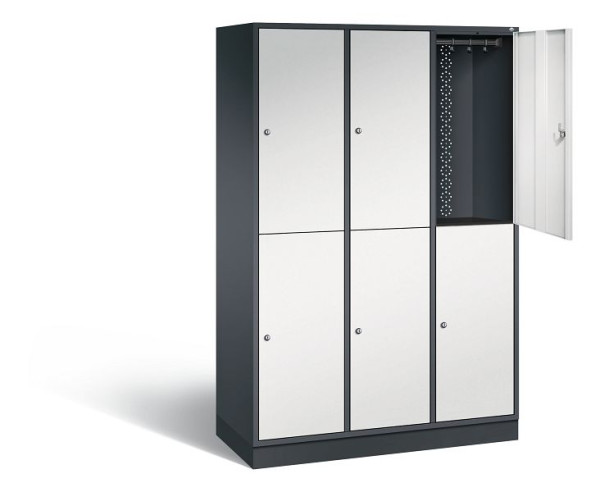 C+P Spind doppelstöckig XL Intro, H1950xB1220xT490mm, Farbe: Schwarzgrau / Lichtgrau, 8270-302 S10020