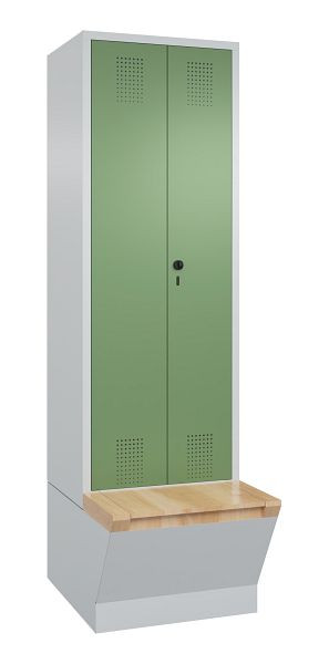 C+P Schwarz-Weiss-Spind Evolo, H2090xB610xT815mm, Farbe: Lichtgrau / Resedagrün, 48056-20 S10086