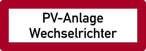 Schilder Klar Brandschutzzeichen PV-Anlage Wechselrichter, 210x74 mm Folie selbstklebend, 159/05