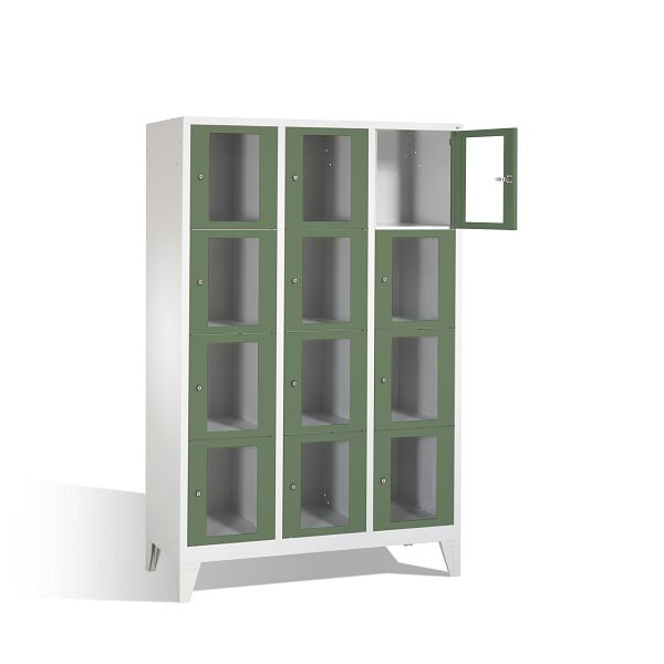 C+P Schließfachschrank Classic, H1850xB1200xT500mm, Farbe: Lichtgrau / Resedagrün, 8010A324 S10004