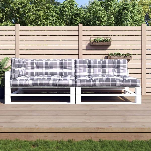 vidaXL Palettenkissen 5-teilig Grau Karomuster Stoff, 314587