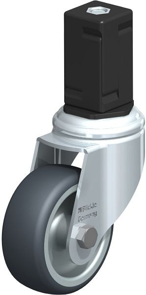 Blickle LKRA-TPA 80G-11-EV17 Apparate-Lenkrolle mit Expander, Thermoplastisches Gummi-Elastomer, Grau, 847844