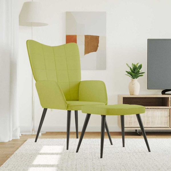 vidaXL Relaxsessel mit Hocker Grün Stoff, 327957, 8720286423288