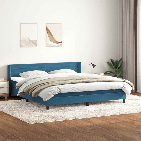 vidaXL Boxspringbett mit Matratze Dunkelblau 180x220 cm Samt, 3318253