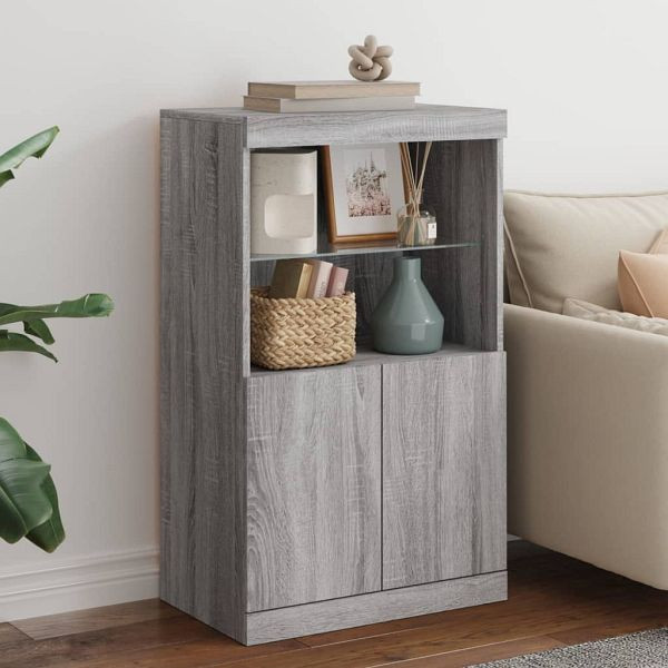 vidaXL Sideboard mit LED-Leuchten Grau Sonoma 60,5x37x100 cm, 836670