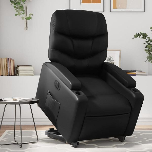 vidaXL Relaxsessel mit Aufstehhilfe Elektrisch Schwarz Kunstleder, 3204672