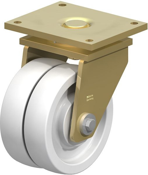 Blickle LSD-SPO 250K Stahlgeschweißte Schwerlast-Doppel-Lenkrolle, schwere Drehkranz-Ausführung, Polyamid, Weiß, 48546