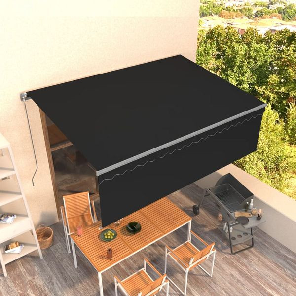 vidaXL Markise Manuell Einziehbar mit Rollo 4x3 m Anthrazit, 3069419