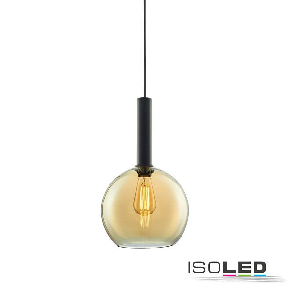 ISOLED Pendelleuchte, amber round Glas, E27, 25cm, 50-300cm, ohne Leuchtmittel, ohne Baldachin, 115635