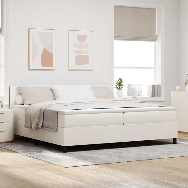 vidaXL Boxspringbett Creme und Weiß 203 x 200 x 88 cm Cordstoff, 3337617