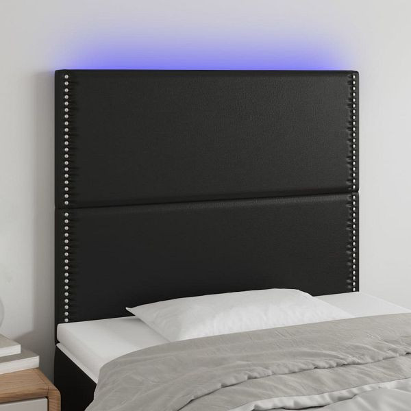 vidaXL LED Kopfteil Schwarz 90x5x118/128 cm Kunstleder, 3122362