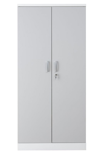 Gürkan Flügeltürenschrank, 42 x 92 x 195 cm, Verkehrsweiß, Grau, Fachboden Stück 4, FLC/WD.19, 100117