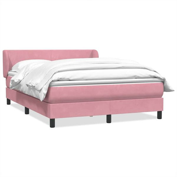 vidaXL Boxspringbett mit Matratze Rosa 140x220 cm Samt, 3317402