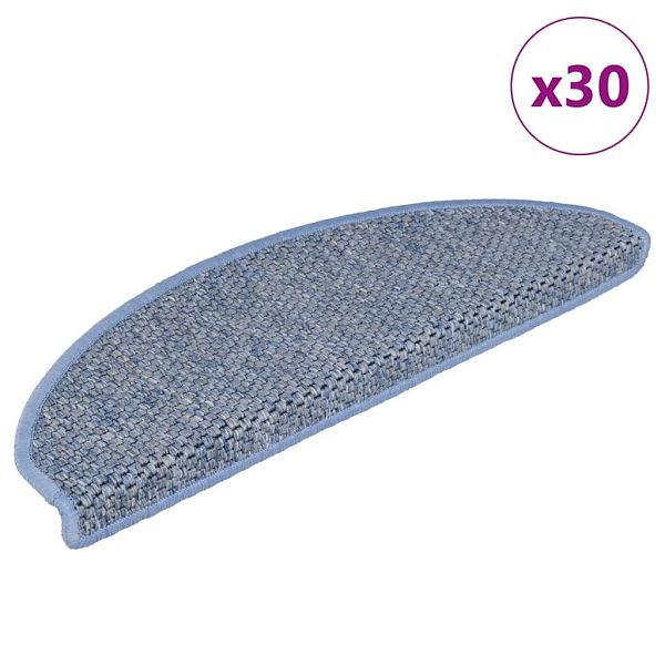 vidaXL Stufenmatten Selbstklebend Sisal-Optik 30Stk. 65x21x4cm Blau, 3365874