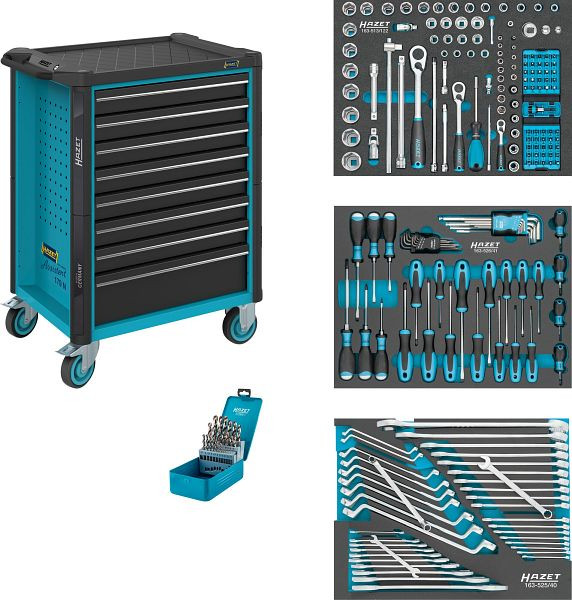 Hazet Werkstattwagen Assistent, Schubladen, flach: 7x81x522x398 mm, Schubladen, hoch: 1x166x522x398 mm, Anzahl Werkzeuge: 228, 179N-8/228