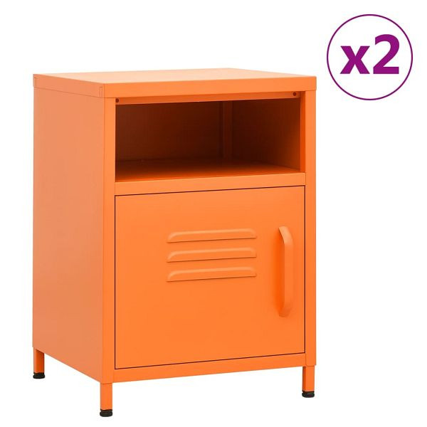 vidaXL Nachttische 2 Stück Orange 35x35x51 cm Stahl, 3095217
