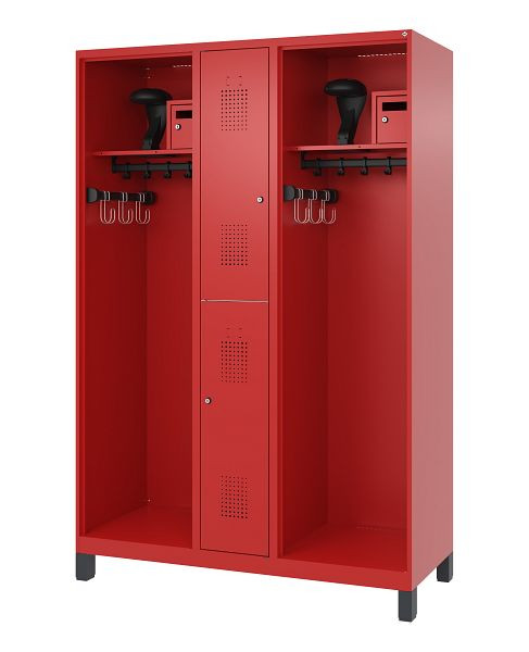 C+P Feuerwehrspind Evolo, Modell MAXI, 2 Abteile, H1950B1300T500 mm, Feuerrot, Füße, 0496015-030 S10008